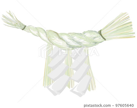 Shimenawa 設計的新年問候，三個蘿蔔條和紙條 97605640