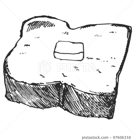 塗有黃油的吐司第 2 部分手繪矢量 97606338