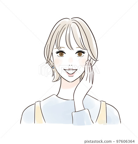 Smiling woman with her hand on her cheek Casual 97606364