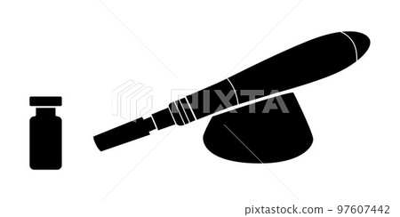 Derma roller, dermapen or mesopen line icon for face treatment. Vector stock illustration isolated on white background. EPS 10 97607442