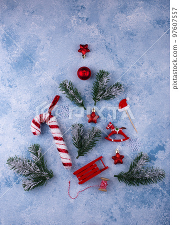Christmas and New Year background on blue 97607557