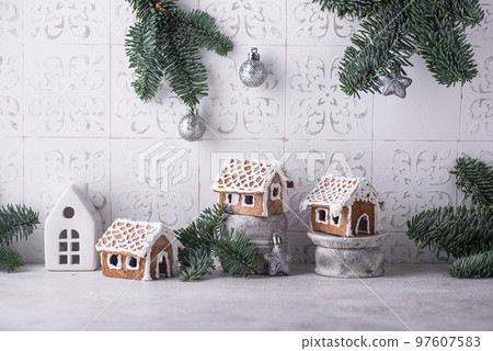 Christmas gingerbread house. Festive cookies. 97607583