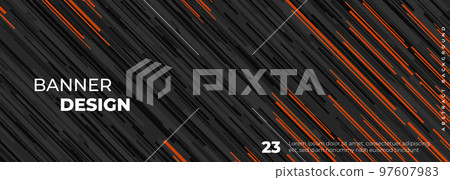 Dark grey abstract tech modern sport banner design with diagonal orange and gray stripes. Dark grey abstract tech modern sport banner design with diagonal orange and gray stripes. 97607983