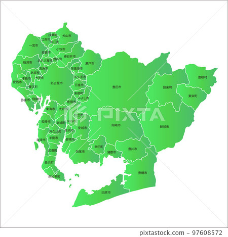 Aichi prefecture and municipalities map - Stock Illustration [97608572 ...