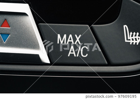 Car dashboard control panel buttons close up Car dashboard control panel buttons close up 97609195