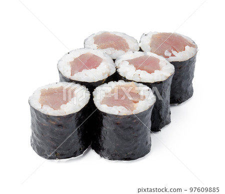 Maki sushi roll with tuna isolated on white 97609885
