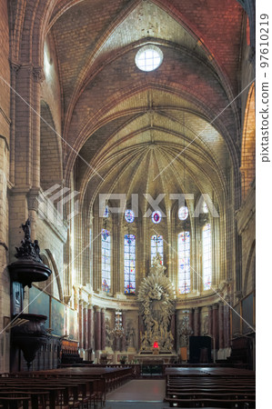 Image of interior of Saint Nazaire Cathedral in Beziers Image of interior of Saint Nazaire Cathedral in Beziers 97610219