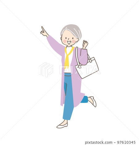 有格調的中年婦女出門插畫 97610345