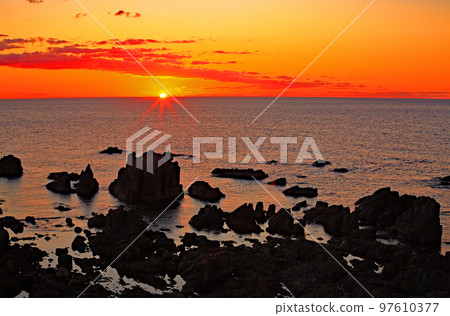 Sunset at Nyudozaki, a scenic spot on the 40th parallel Sunset at Nyudozaki, a scenic spot on the 40th parallel 97610377