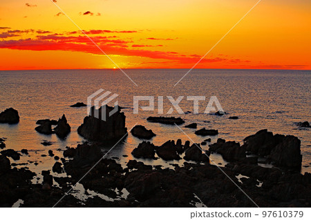 Sunset at Nyudozaki, a scenic spot on the 40th parallel Sunset at Nyudozaki, a scenic spot on the 40th parallel 97610379