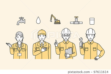 水管工、水務局工作人員、承包商的插圖 97611614