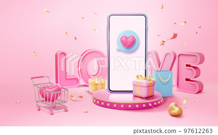3D Valentine's day ad banner 97612263