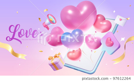 3D Valentines day ad banner 3D Valentines day ad banner 97612264