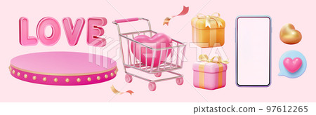 3D valentine's day element set 97612265