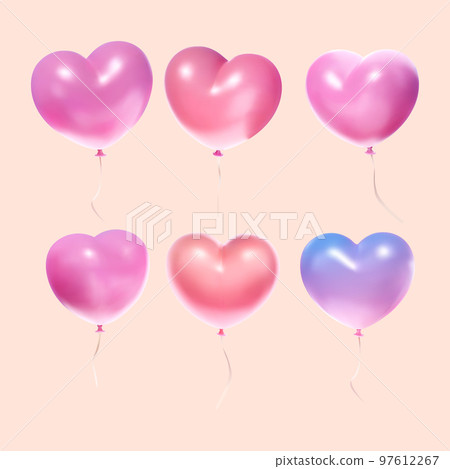 3D heart shape balloon element set 3D heart shape balloon element set 97612267