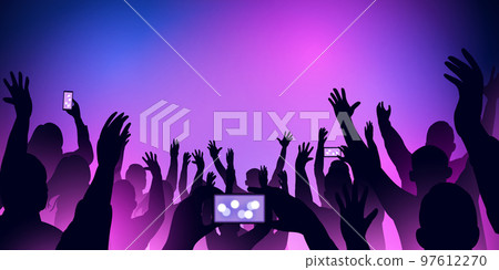 Festival crowds silhouette 97612270