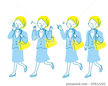 Illustration set of a young woman who dresses up and goes out 97612293