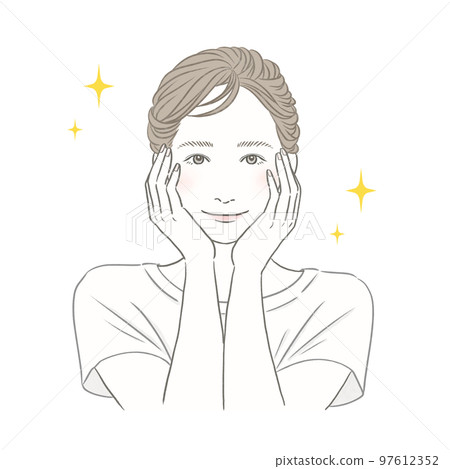 美容圖像插圖皮膚護理皮膚狀況良好的微笑女性 B 97612352