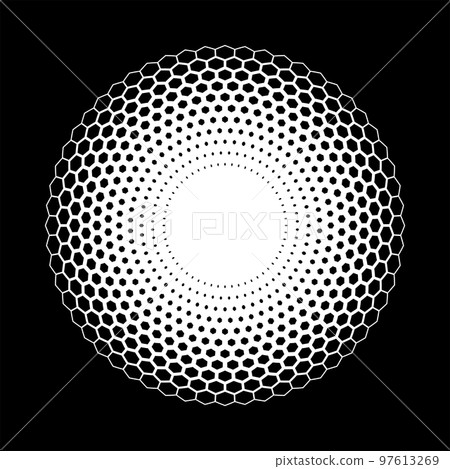 Hexagon geometric halo circle pattern background 97613269