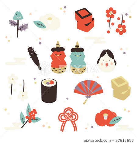 Setsubun tenugui pattern set 97615696