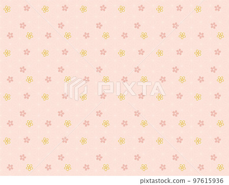 Hemp leaf pattern and cherry blossom Japanese pattern seamless pattern pink Hemp leaf pattern and cherry blossom Japanese pattern seamless pattern pink 97615936