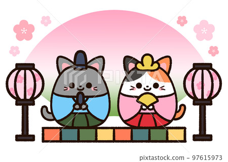 Cute cat on Doll's Festival Cute cat on Doll's Festival 97615973