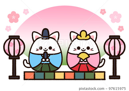 Cute cat on Doll's Festival 97615975