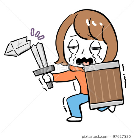 woman sword crying woman sword crying 97617520