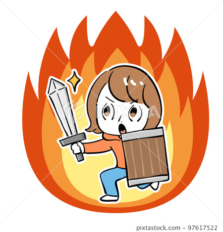 Woman sword motivation flame 97617522