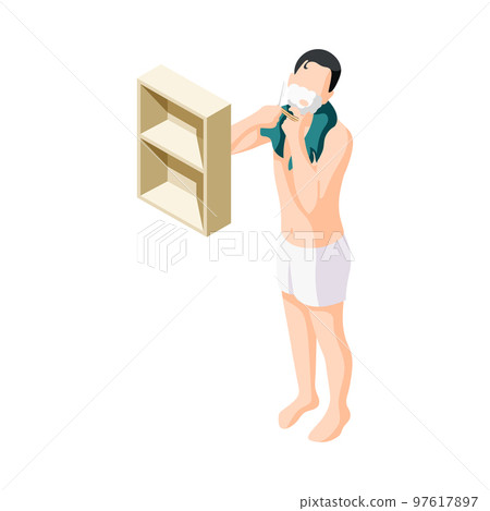 Man Shaving Beard Composition 97617897