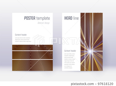 Geometric cover design template set. Gold abstract lines on maroon background. Beautiful cover design. Magnificent catalog, poster, book template etc. Geometric cover design template set. Gold abstract lines on maroon background. Beautiful cover design. Magnificent catalog, poster, book template etc. 97618120