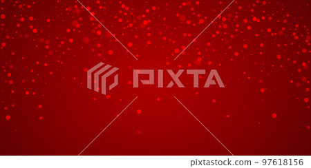 Snowfall overlay christmas background. Subtle flying snow flakes and stars on christmas red background. Festive snowfall overlay. Wide vector illustration. Snowfall overlay christmas background. Subtle flying snow flakes and stars on christmas red background. Festive snowfall overlay. Wide vector illustration. 97618156