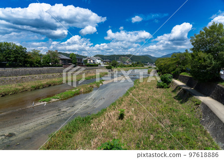 Takano River and Rakuhoku late summer scenery and Gozan Okuribi method Sakyo Ward, Kyoto City, Kyoto Prefecture 97618886