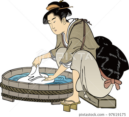 Ukiyo-e Woman doing laundry Part 2 97619175