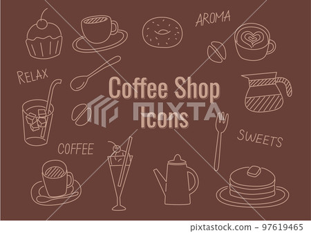 咖啡廳手寫風格圖標集 97619465