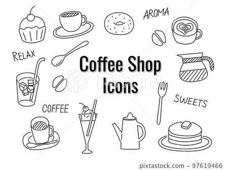 Coffee shop handwritten style icon set Coffee shop handwritten style icon set 97619466