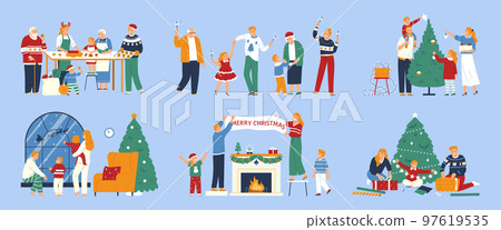 Merry Christmas Flat Color Set Merry Christmas Flat Color Set 97619535