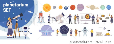 Planetarium Flat Icons Collection Planetarium Flat Icons Collection 97619546