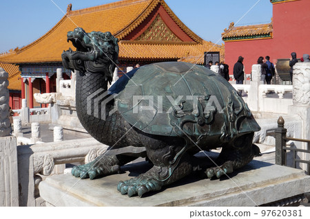 Bronze turtle in the imperial palace which stands for power and long life, Forbidden city in Beijing 97620381