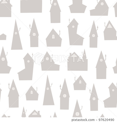 Vector seamless pattern with rural houses. Background for walpaper, wrap, fabric. Vector seamless pattern with rural houses. Background for walpaper, wrap, fabric. 97620490