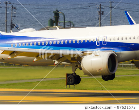 Wakkanai Airport, Passenger plane just before landing Wakkanai Airport, Passenger plane just before landing 97621572