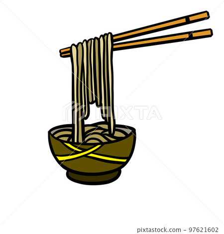 Ramen noodles and wooden sticks in bowl. Chopsticks with long pasta. Asian Japanese and Chinese food. Ramen noodles and wooden sticks in bowl. Chopsticks with long pasta. Asian Japanese and Chinese food. 97621602