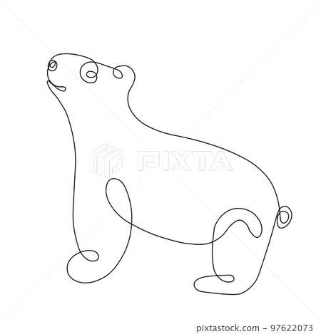 One continuous single line hand drawing  Wild bear. Cute baby animal.  isolated on white background 97622073
