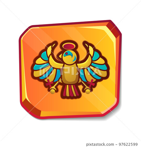 Cartoon stone board or blank clay tablet with egyptian phoenix bird Cartoon stone board or blank clay tablet with egyptian phoenix bird 97622599