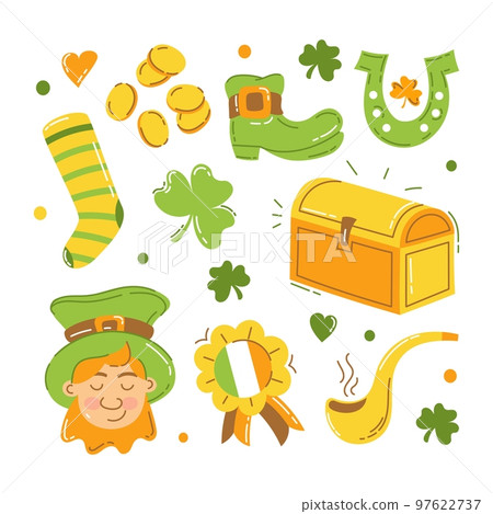 Saint Patrick set of vector elements for the holiday Vector illustration flat style 97622737