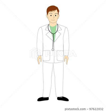 Young male doctor, dentist, physician, surgeon, intern, white background 97622832