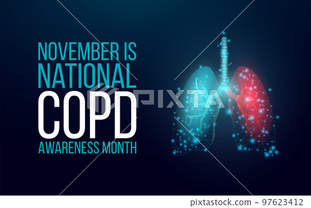 Chronic obstructive pulmonary disease COPD awareness month concept. Chronic obstructive pulmonary disease COPD awareness month concept. 97623412