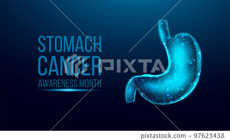 Stomach cancer awareness month. Wireframe low poly style. 97623438
