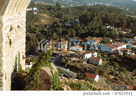 Ourem Santarem Portugal,13 August 2022. View from fortress, located on top of the town of Ourem, one of the most beautiful castles in Portugal 97623541