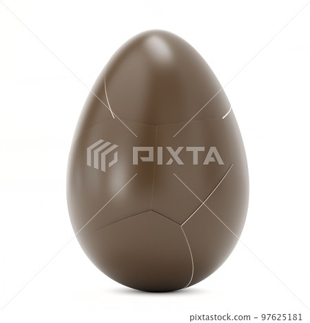 Chocolate egg with cracks. Chocolate egg with a surprise inside. 3d rendering 97625181